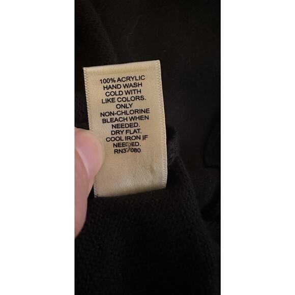 CATO Knit Poncho Womens OS Black Knit Sweater Tunic Top Shawl Veck Loose Coverup - Picture 7 of 8